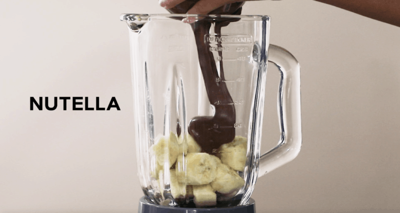 bananas and Nutella in a blender
