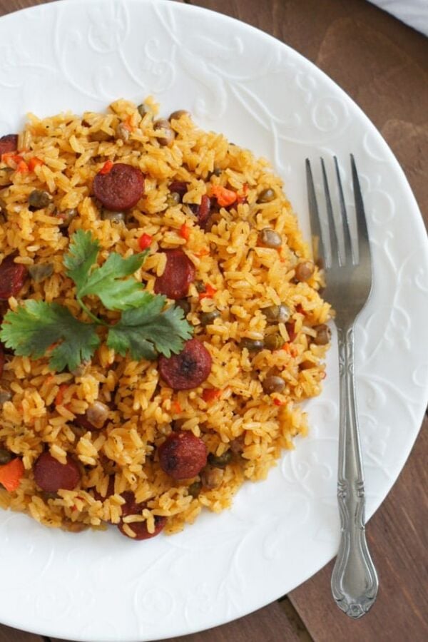 Pigeon Peas Rice with Sausage (Moro de Guandules y Salchichas) | SmartLittleCookie.net