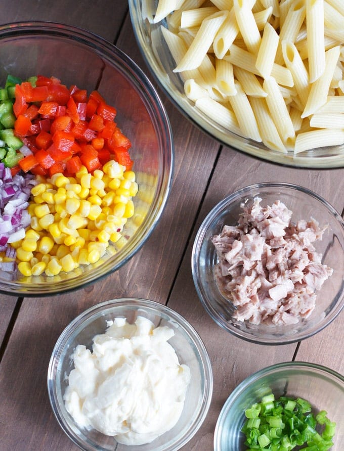 Ingredientes para la Ensalada de Atún con Pasta 