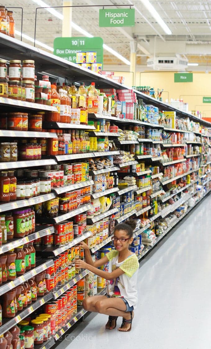 An aisle at a grocery store.