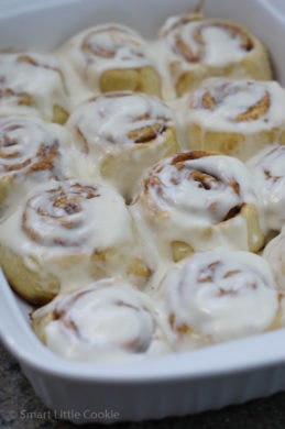 Overnight Cinnamon Rolls ~ Delicious cinnamon rolls with cream cheese frosting made overnight for easy of cooking.