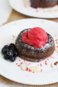 Chocolate Molten Lava Cake with Raspberry Sorbet