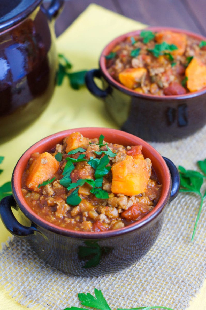 slow cooker turkey and sweet potato chili 