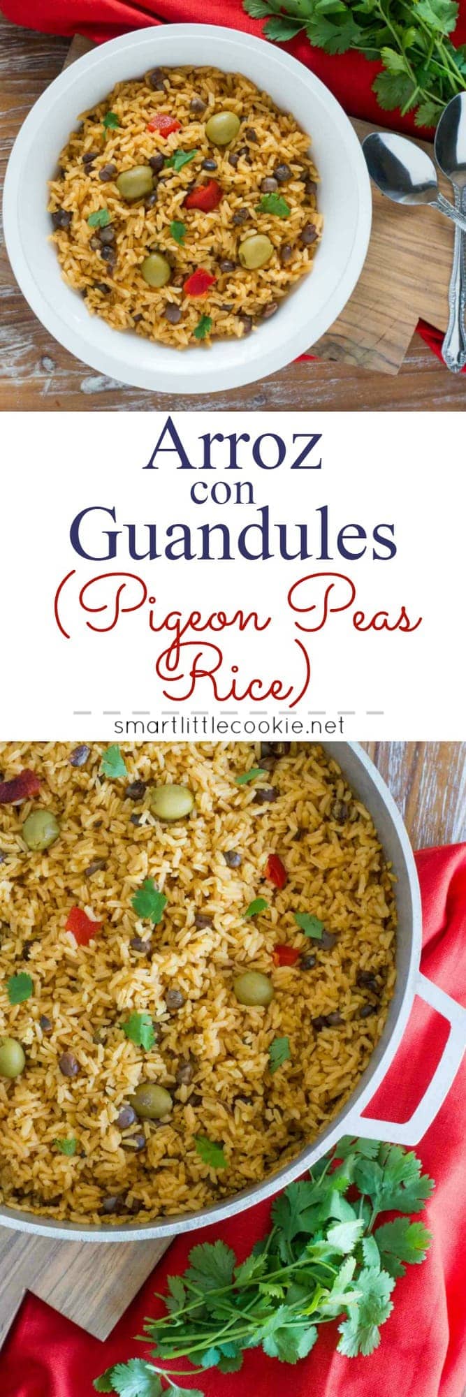 Arroz con Guandules (Pigeon Peas Rice) ~ This delicious rice is the side dish of choice at every Dominican and Puerto Rican holiday dinner. Made with pigeon peas and a mixture of Latin seasonings, this popular rice dish its perfect for Noche Buena. #NochebuenaConIMUSA #ad 