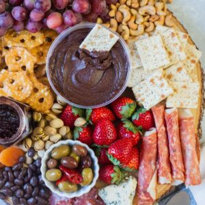 Overhead shot of a sweet and salty party platter.