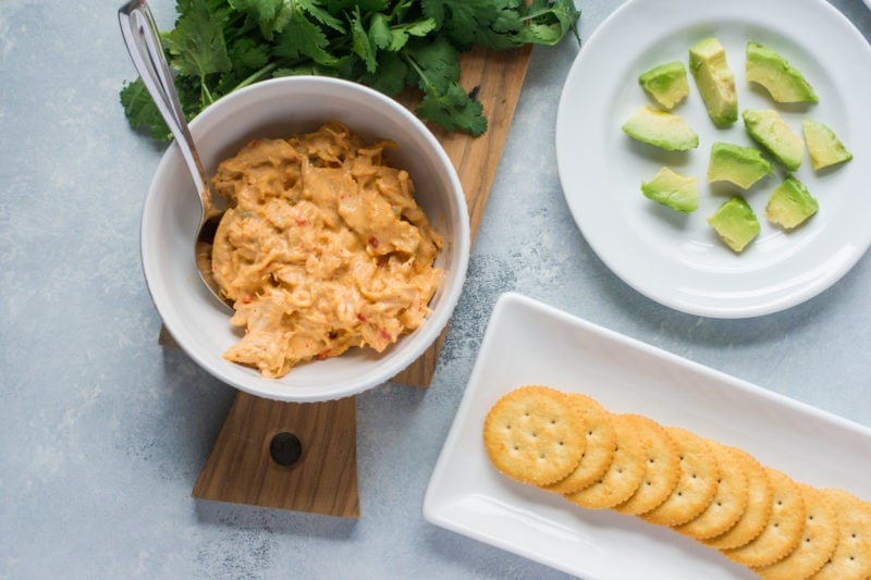 Chicken nacho mix in a white bowl.