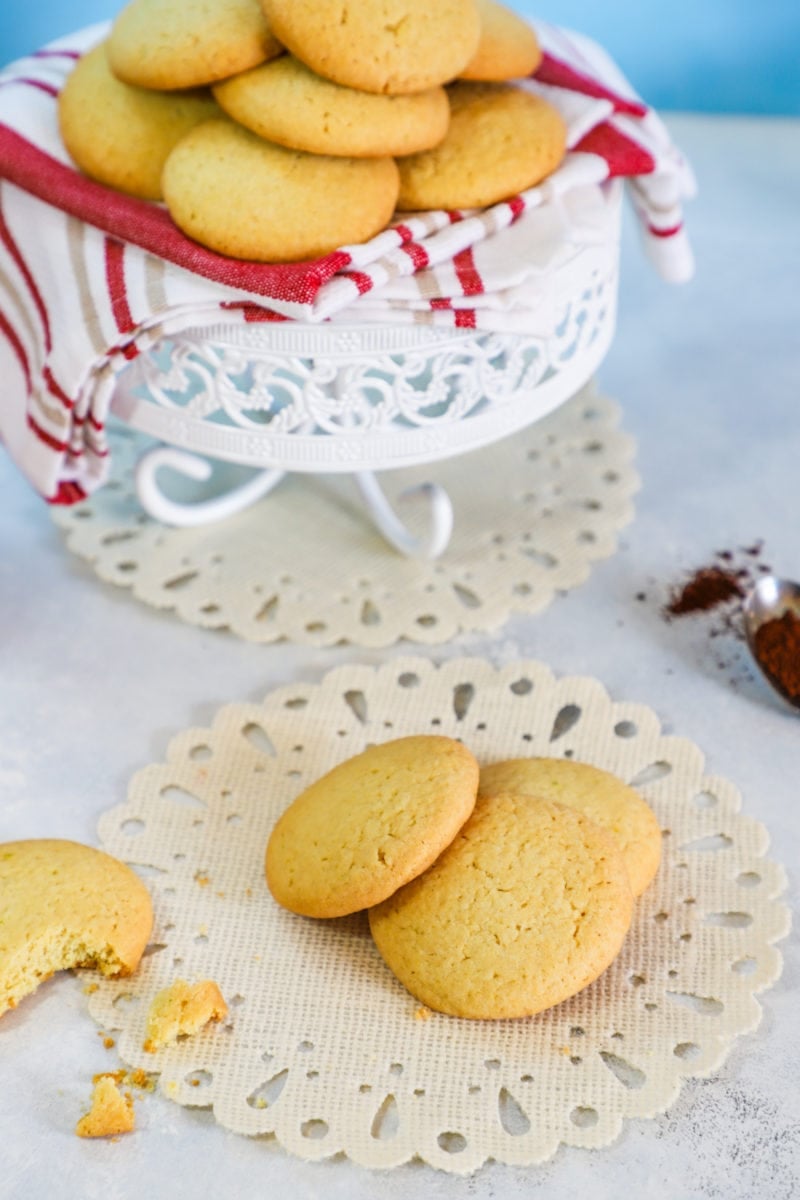 Butter cookies stacked on top of eachother.