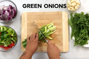 cutting green onions