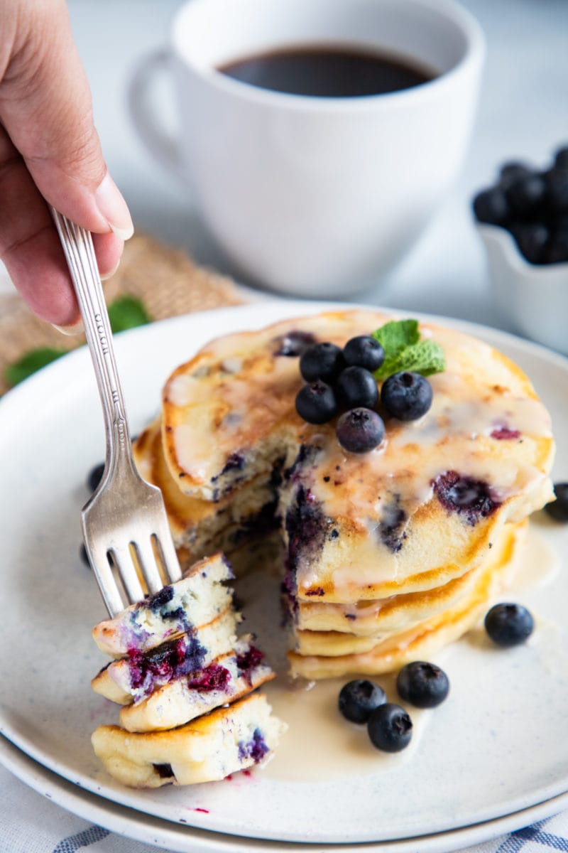 Blueberry Pancakes on a Plate