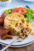 Mofongo being eaten with a fork.