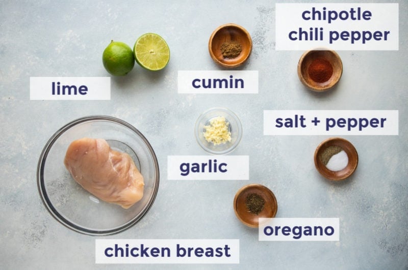 Chicken ingredients on a table