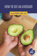 hand holding cut avocado Pinterest graphic 2