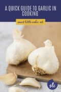 Garlic Bulbs and cloves on a wooden board Pinterest Graphic 1