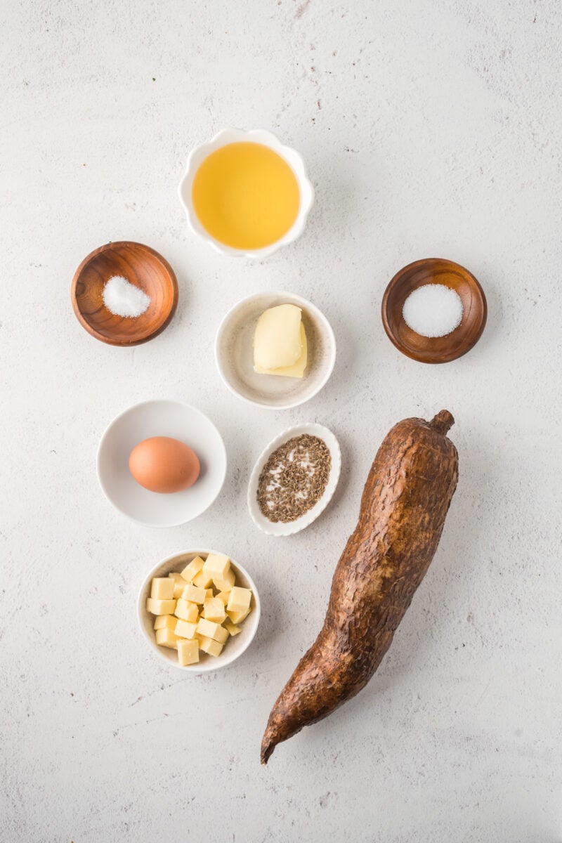 The ingredients on a white work surface