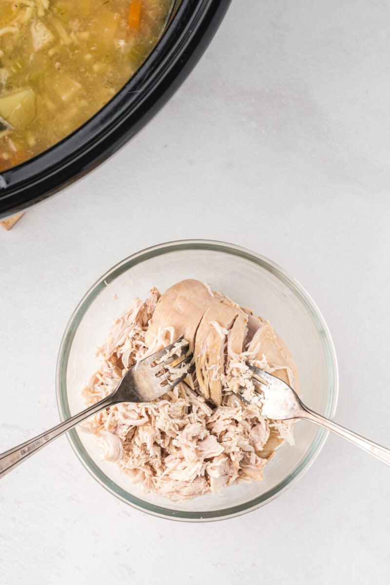 Shredding the chicken breast