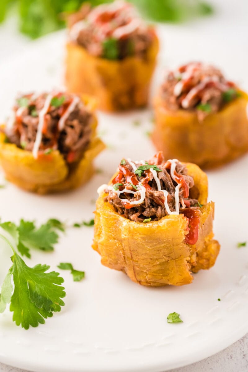 Plantain stuffed cups ready to serve