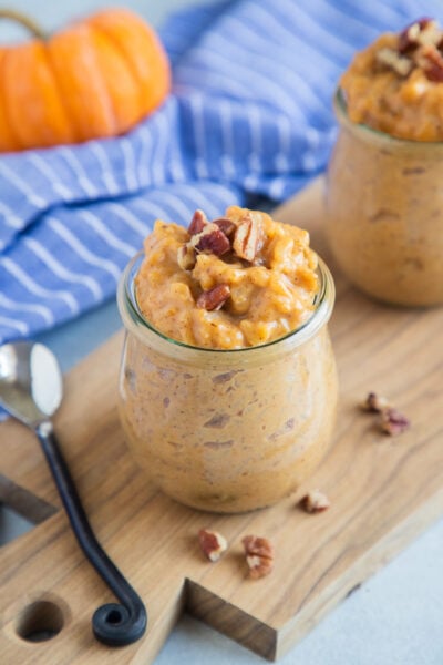 Pumpkin Arroz con leche in glass jars
