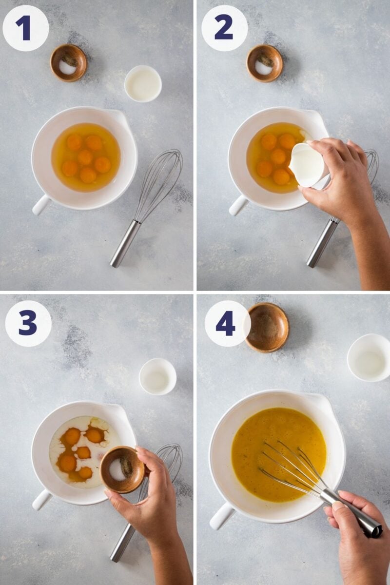 Preparing the egg for the egg muffins