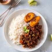 beef picadillo served on a white plate