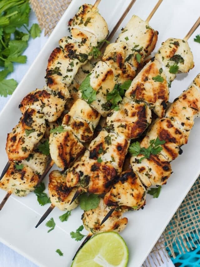 How to Make Grilled Chicken Skewers with Garlic Lime Cilantro - My ...