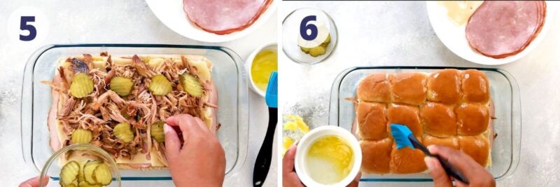 two images of cuban sliders preparation