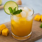 Mango Mojito in a clear glass ready to drink