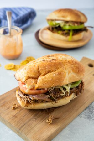 Two Sandwich de Pierna ready to eat.