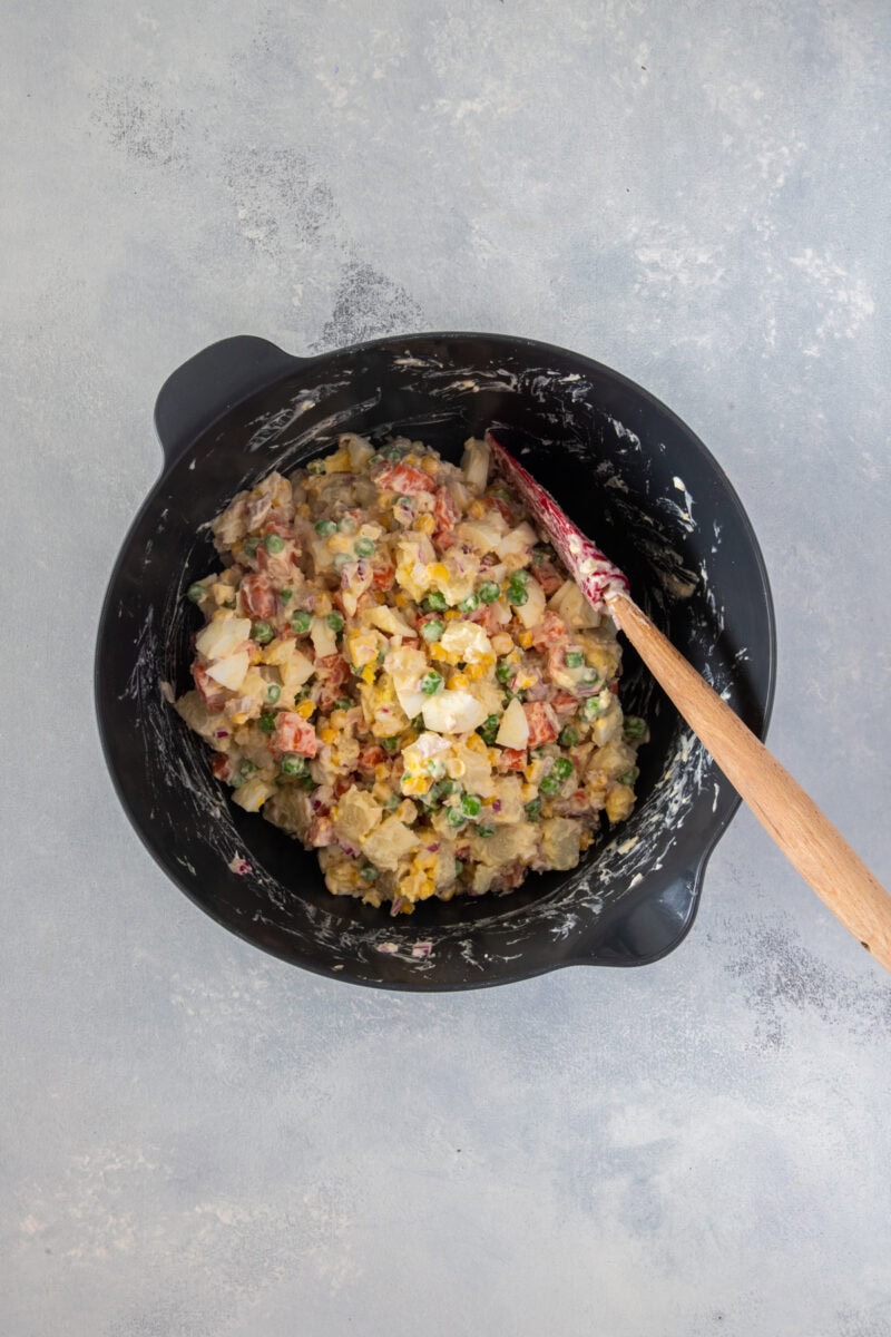 Dominican potato salad in a large bowl